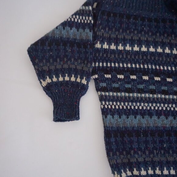 Vintage Fabrizio Navy Multicolour Turtleneck Knit Sweater Cabincore Minimalist M - Picture 7 of 8